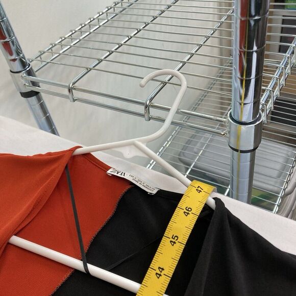 Zara Women's Red Black Color Block Wrap Dress Size M Bold Statement Retro‎ Chic - Picture 11 of 11